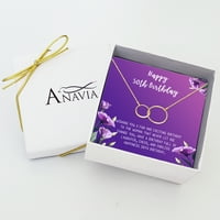 Anavia Boldog 50. születésnapi ajándékok rozsdamentes acél divat nyaklánc születésnapi kártya ékszer ajándék neki,