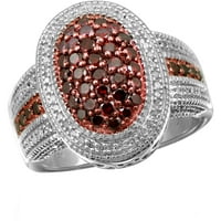1. Carat T.W. Piros és fehér gyémánt sterling ezüst gyűrű