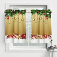 Yipa Xmas rövid függöny karácsonyi konyha Valance Cafe Tier fürdőszoba sál rúd zseb ablak függöny Slot felső ablak