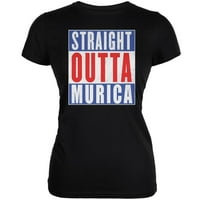 Straight Outta július 4 Murica vicces fekete Juniors puha póló-nagy