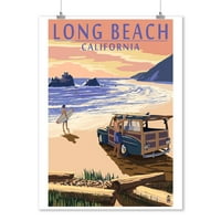 Hosszú tengerpart, Kalifornia, fás a tengerparton