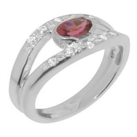 Brit készült ezüst természetes rózsaszín turmalin & gyémánt női eljegyzési gyűrű - méret opciók-Méret 7