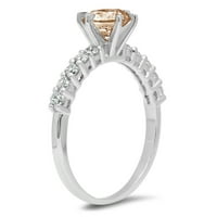 1. ct ragyogó kerek vágott tiszta szimulált gyémánt 18K fehér arany Pasziánsz ékezetes gyűrű SZ 5.75