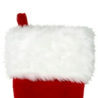 Northlight 20 piros-fehér plüss hagyományos karácsonyi harisnya mandzsettával