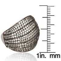 Ezüst ezüst köbös cirkónium-os többszintű ívelt kupola gyűrű