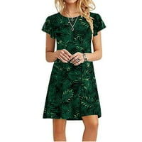 Női nyári ruhák nőknek Dátum alkalmi ujjú boka hosszúságú V-nyakú Nyomtatott nap ruha zöld 4XL