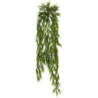 Majdnem természetes zöld 43 műanyag mini bambusz lógó bokor mesterséges növény, készlet 2