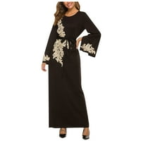 Puawkoer hímzett divatos maxi ruha ruha estélyi Abaya Női Kaftan Női Ruha Női felsők l Fekete