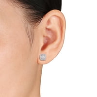 Miabella női gyémánt akcentus ezüst négyzet alakú halo csap fülbevalók