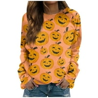 Yubatuo Halloween ingek Női grafikus pulóverek hosszú ujjú Crewneck Jelmezek Orange M