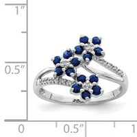 Primal ezüst ezüst ródium bevonatú virág zafír és gyémánt gyűrű