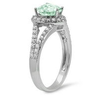 1.49 ct szív vágott zöld szimulált gyémánt 14K fehér arany évforduló eljegyzési halo gyűrű mérete 10.25