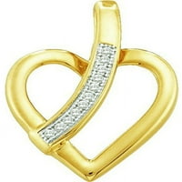 Dazzlingrock Gyűjtemény 0. Karátos 10k fehér gyémánt női szív medál, sárga arany