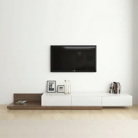 Bornmio Modern fa fehér TV állvány, behúzható fa média konzol akár TV-hez, fiókok, Soild fa, teljes összeszerelés,