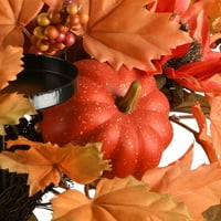Nemzeti fa Társaság mesterséges őszi asztaldísz, három gyertyatartó, napraforgó virágzással díszített, fenyőtobozok,