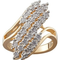 Aranyozott gyémánt akcentus sor bypass gyűrű