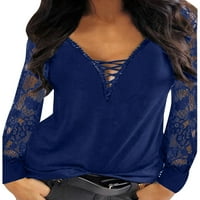 SpringTTC női tiszta színű csipke pulóver blúz póló felsők