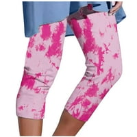 Női jóga Legging Capri nadrág magas Rugalmas derék Divat nyugodt virágos Diedye nadrág futó sport Stretch Pink XXL