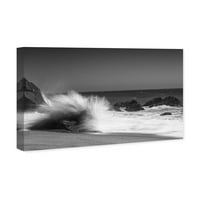 Wynwood Studio Sautical and Coastal Wall Art vászon nyomatok 'Curro Cardenal - Breaking Wave Tre Noir' Coastal - Fekete,