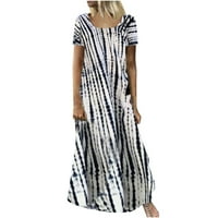 Kakina s Clearance Női ingek nyári Tie-Dye Print Swing alkalmi nyári virágos ruha Rövid ujjú Női Női ruha Mini ruha