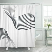 Fekete Grafikus Vonalak Minta Absztrakt Csíkok Görbék Rácscellák Fürdőszoba Dekoráció Fürdő Zuhanyfüggöny