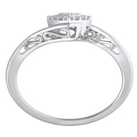 Gyémánt akcentus tartsa meg a kezemet a gyémánt szív ígéret gyűrű ezüstben, 6. méretben