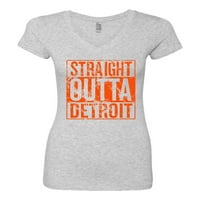 Vad Bobby, Straight Outta Detroit det Fan Fantasy Baseball rajongók, Sport, női Junior Fit V-nyakú póló, Heather Grey,