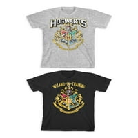 Harry Potter fiúk Roxfortok és varázsló edzés a grafikus pólók 2-csomagban, 4-18.