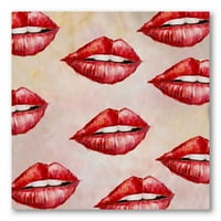 Designart 'Red Girl Lips minta' Modern vászon fali művészet nyomtatás