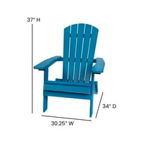 Flash bútorok Charlestown minden időjárási Poli Gyanta összecsukható Adirondack székek oldalsó asztallal kék színben
