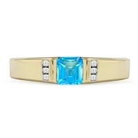 Császári drágakő 10k sárga arany smaragd vágás svájci kék topaz 1 8ct tw gyémánt férfi gyűrű