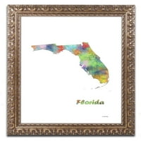 Védjegy Szépművészet Florida State Map-1 vászon művészet, Marlene Watson, arany díszes keret