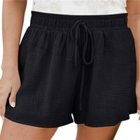 Lumento alkalmi laza Lounge Mini nadrág a nők Rakott széles láb nyári strand nadrág Egyszínű fenék
