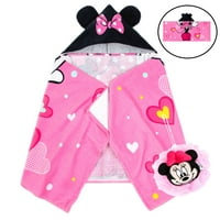 Minnie Mouse Kids kapucnis törülköző és karakter loofah szett, pamut, rózsaszín, disney
