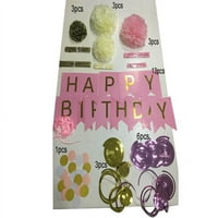 PartyPavillion Boldog születésnapot Party rózsaszín és arany színű papír DecoAB607: AB1144rations