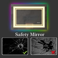 Több Fénymód Vanity Mirror Anti-köd Tompítható LED fürdőszoba tükör RGB háttérvilágítással + elöl megvilágított .W.H